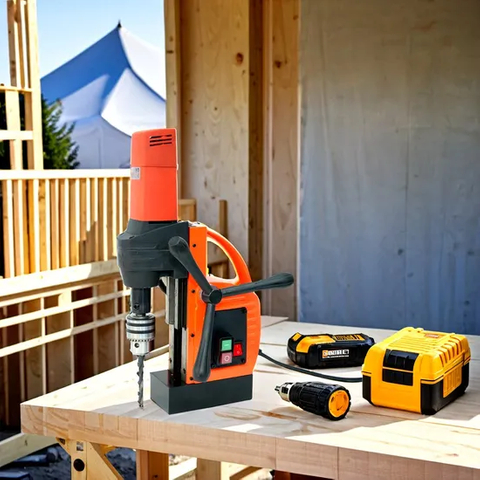 Taladro electromagnético industrial compacto con engranaje de velocidad ajustable